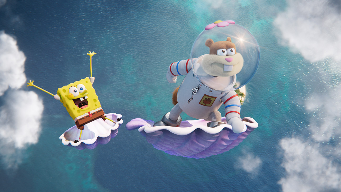 Saving Bikini Bottom: The Sandy Cheeks Movie - (L-R) SpongeBob SquarePants (voiced by Tom Kenny) and Sandy Cheeks (voiced by Carolyn Lawrence).