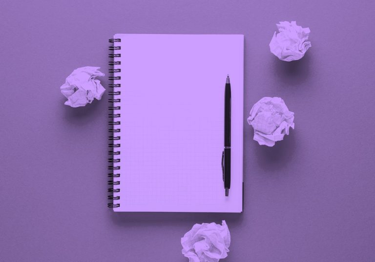 blank notebook; purple filter