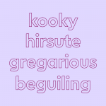 trending words treatment of list of terms, pink text and background
